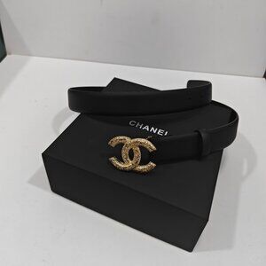 Chanel Women's Black Belt SZ 85